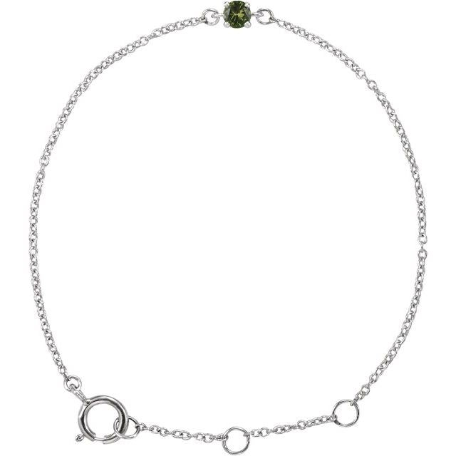 Round Imitation Peridot Youth Birthstone Bracelet In Gold & Platinum