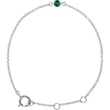 Round Imitation Emerald Youth Birthstone Bracelet In Gold & Platinum