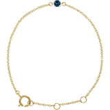 Round Imitation Blue Sapphire Youth Birthstone Bracelet In Gold & Platinum
