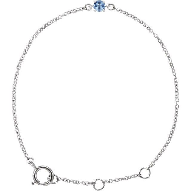 Round Imitation Aquamarine Youth Birthstone Bracelet In Gold & Platinum