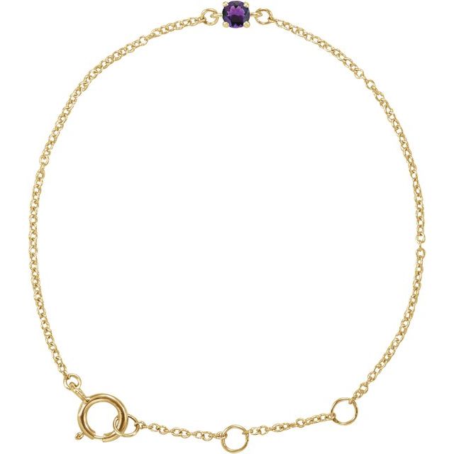 Round Imitation Amethyst Youth Birthstone Bracelet In Gold & Platinum