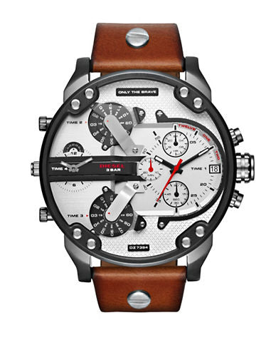 Diesel Men S Mr. Daddy DZ7394 Black Leather Japanese Quartz Fashion Watch
