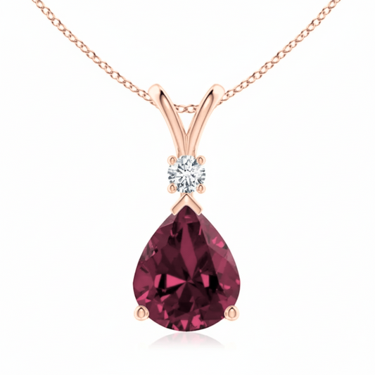 Ruby & Diamond Rose Gold Pendant Necklace