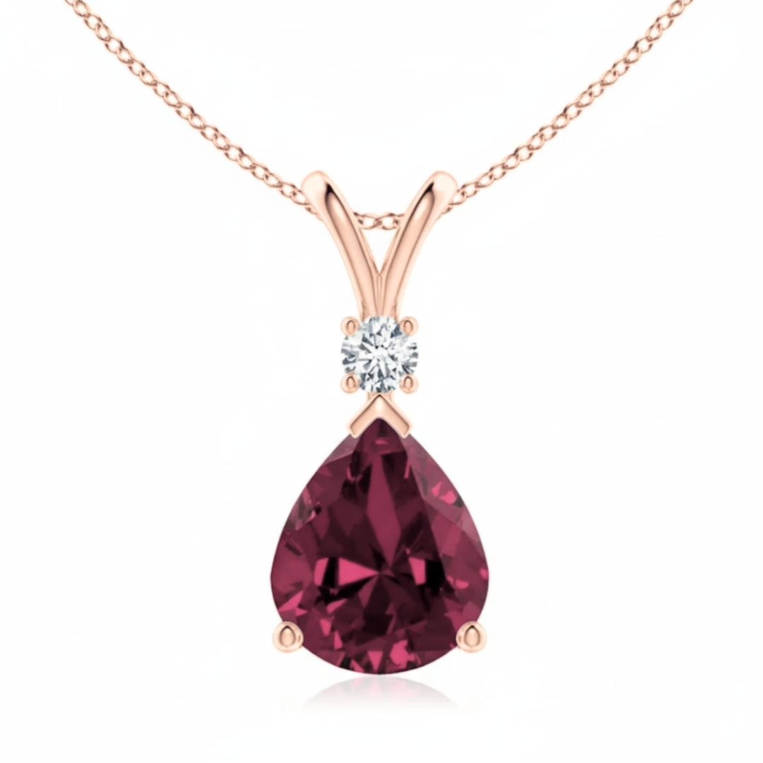 Ruby & Diamond Rose Gold Pendant Necklace