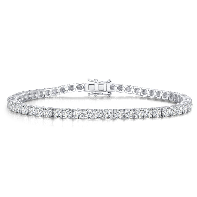 Natural Round Cut Diamond Tennis Bracelet in 9K White Gold with Box Clasp | Prong Setting