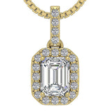 1.38Ct Emerald Solitaire Lab Grown Diamond Pendant Necklace in Gold