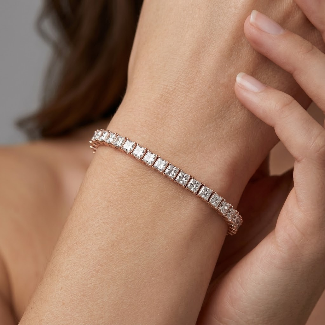 Princess Cut Diamond Tennis Bracelet – Natural & Lab Grown | Gold & Platinum