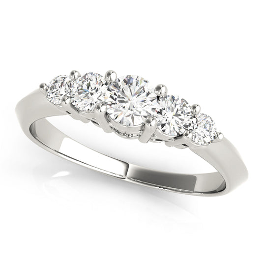 0.60 Carat Lab-Grown Round Diamond Shared Prong Set 5-Stone Diamond Ring, DE Color VVS Clarity