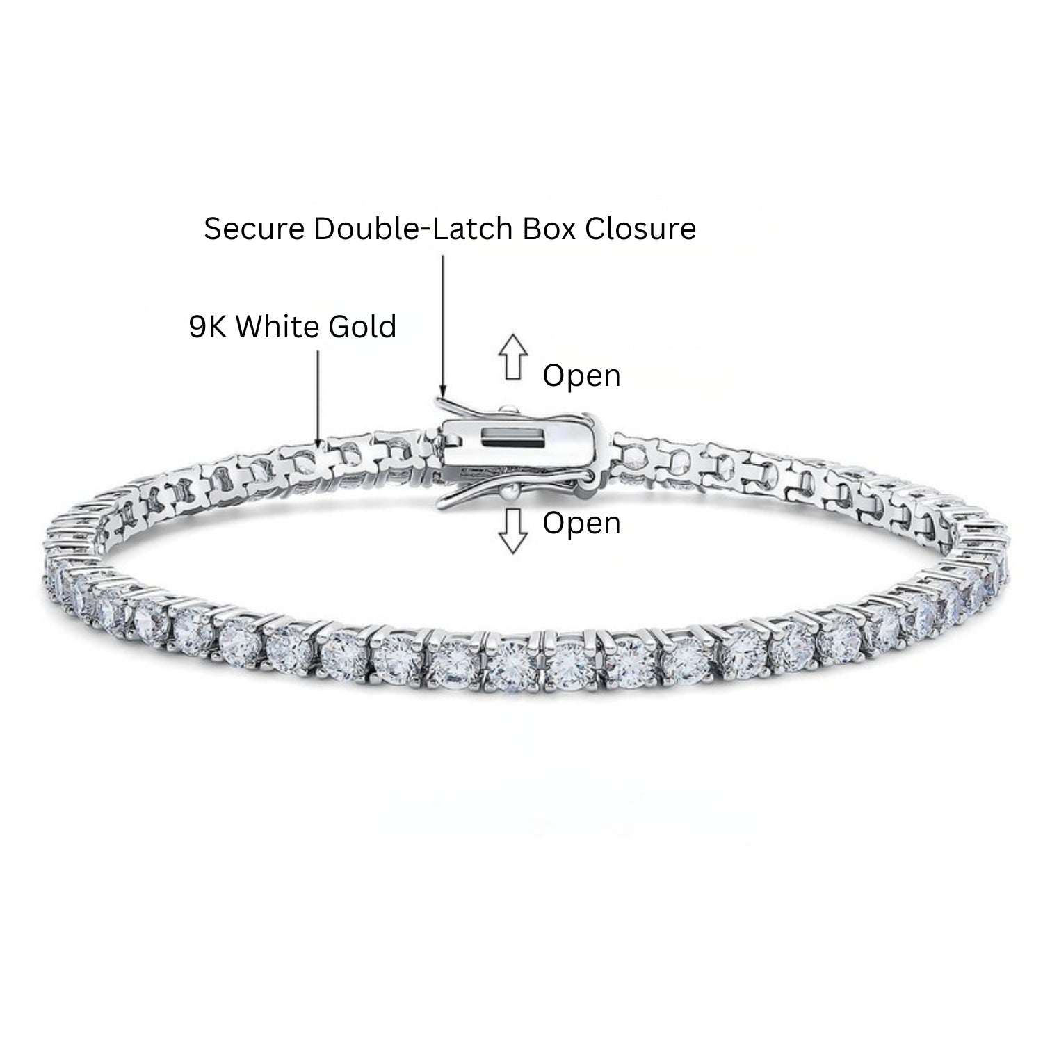 Bracelet de tennis serti de diamants illusion cultivés en laboratoire et monté sur argent sterling 925