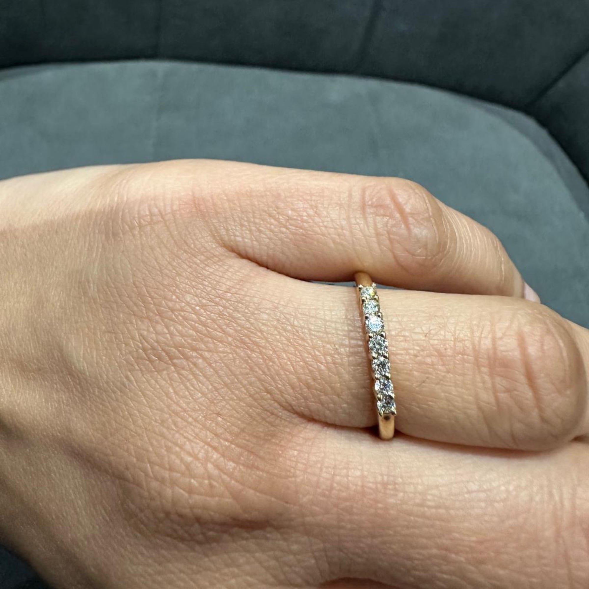 Natural Diamond Prong Set 7 Stone Ring in 9KT Yellow Gold for Women