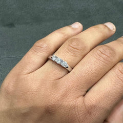 Three-Stone Lab-Grown Diamond Engagement Ring in 925 Sterling Silver