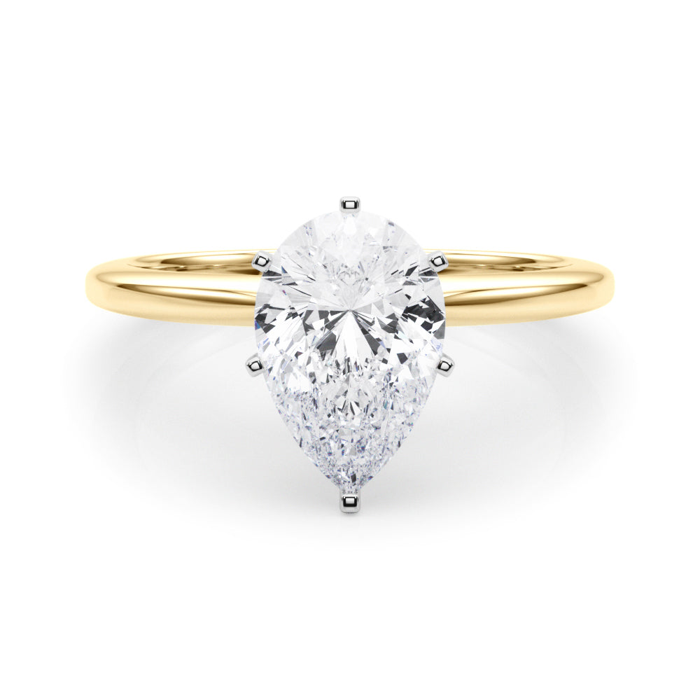 IGI Lab-Grown Pear Diamond 6 Claw Set Solitaire Engagement Ring, D Color VVS Clarity