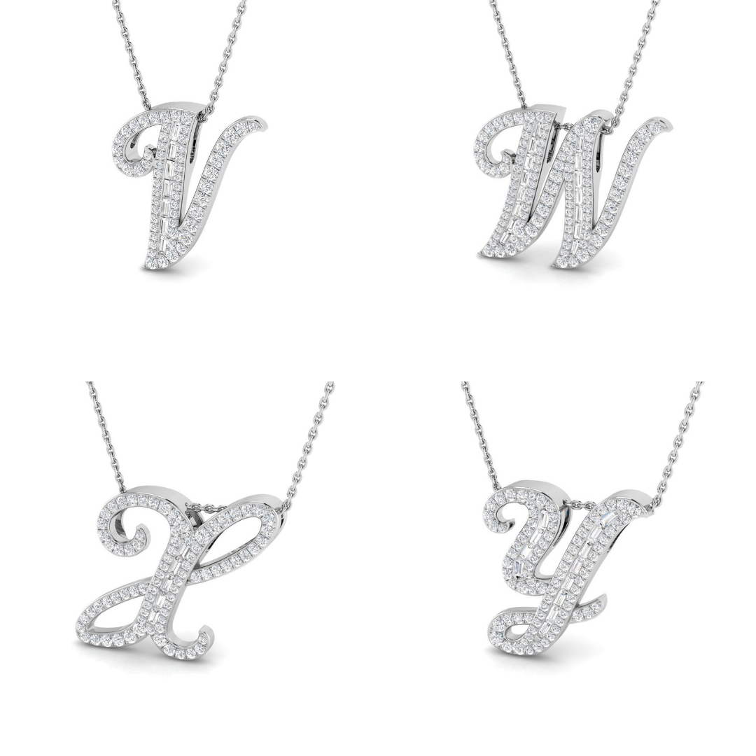 Paved Initial Diamond Pendant | Custom A-Z Pendant | Lab Grown & Natural Diamonds