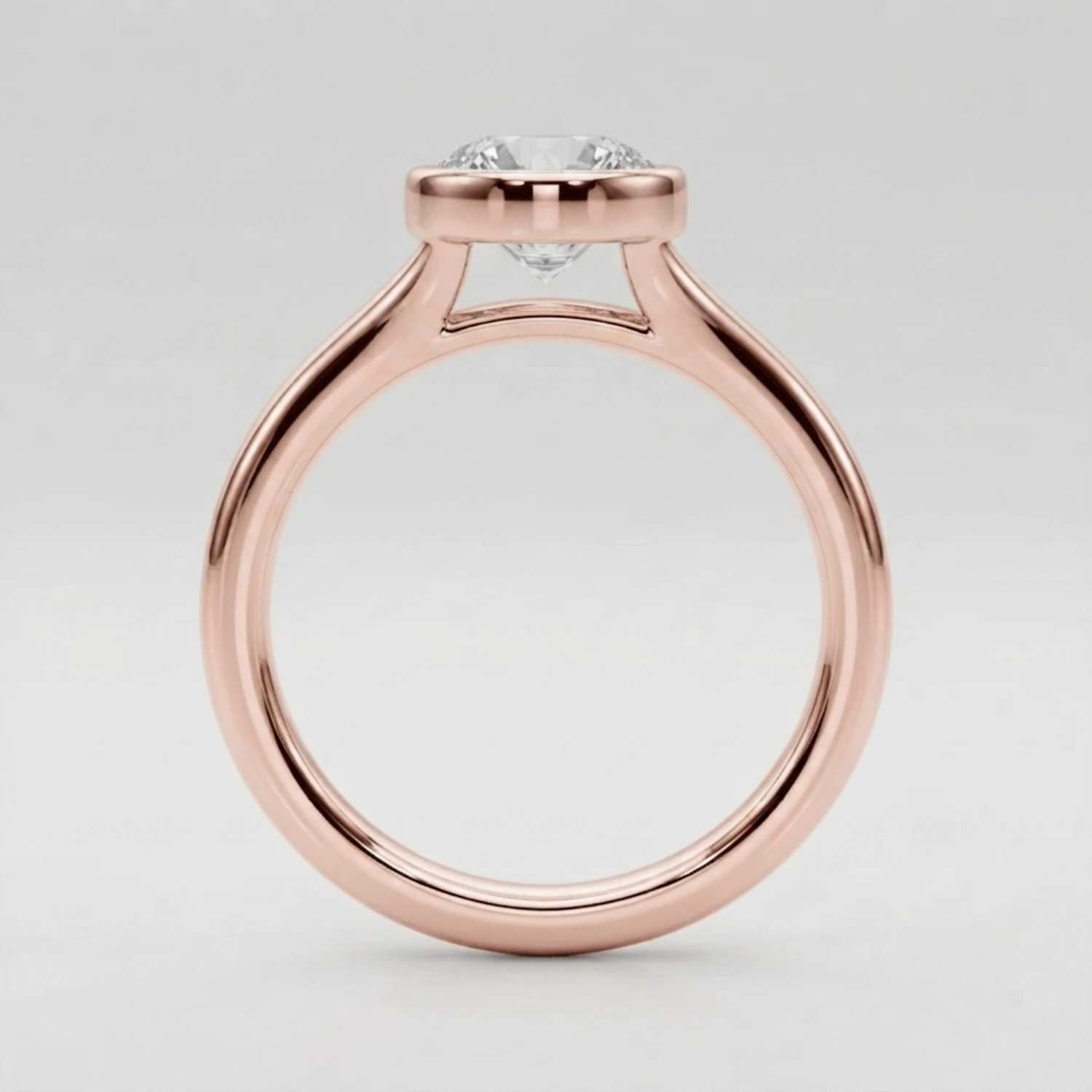 Lab Grown Diamond Round Solitaire Engagement Ring |  D-VVS | Bezel Set