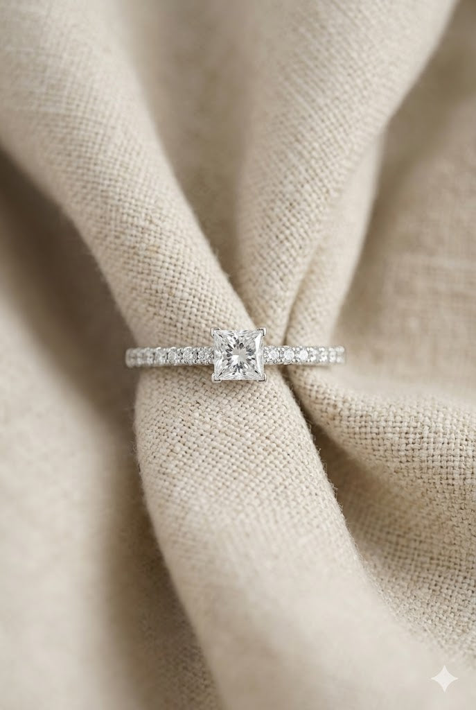 Princess Cut Lab Diamond Ring 0.25ct H/SI in 925 Sterling Silver | FineDiam