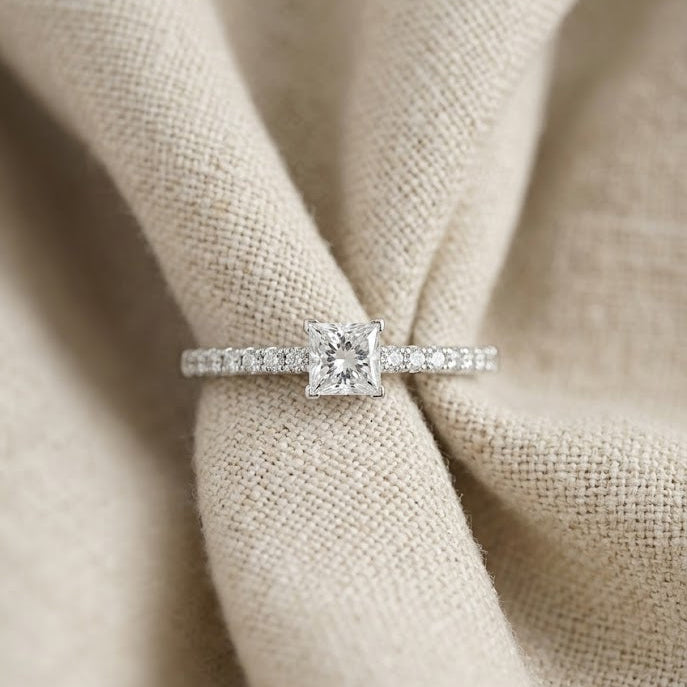 Princess Cut Lab Diamond Ring 0.25ct H/SI in 925 Sterling Silver | FineDiam