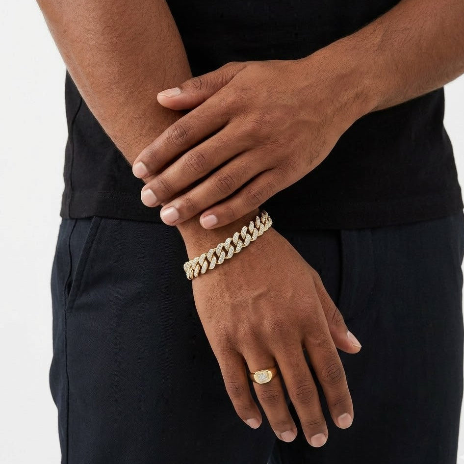 Tennisarmband mit rundem, im Brillantschliff geschliffenem, im Labor gezüchtetem Diamanten in Krappenfassung aus Gold und Platin