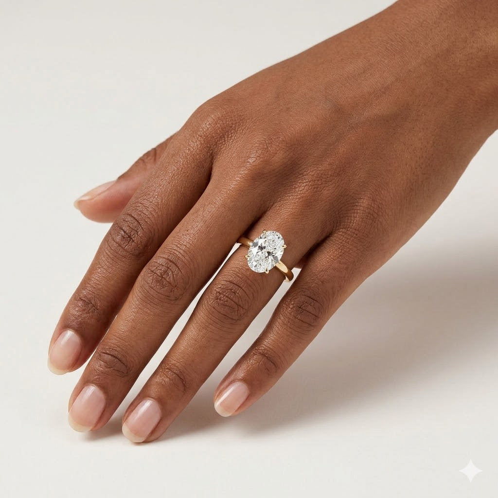 Amora Oval 3.00ct Hidden Halo Lab Diamond Engagement Ring G/VS1 in 18K Gold