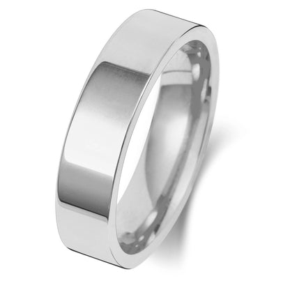 Flat Court Shape Plain Wedding Band for Women | UK Hallmarked Gold & Platinum Ring