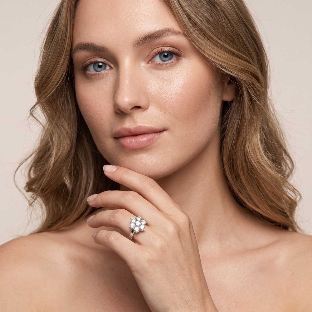 7 stone diamond ring on model birthday gift for her