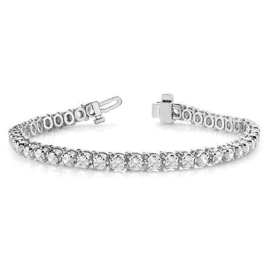Natural Diamond Tennis Bracelet in Gold & Platinum - 5.00Ct Round Diamonds