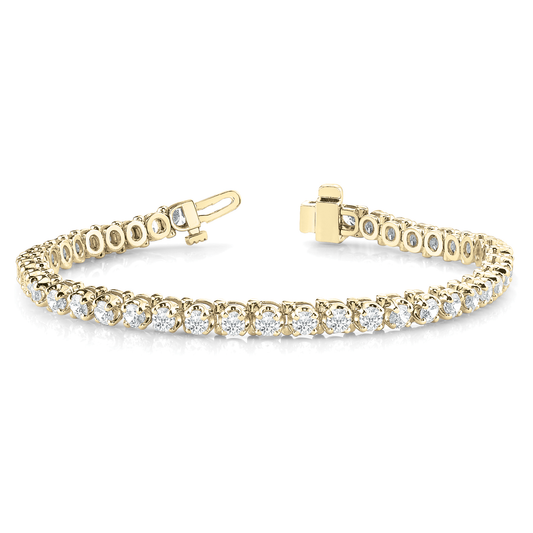 Natural Diamond Tennis Bracelet in Gold & Platinum - 5.00Ct Round Diamonds