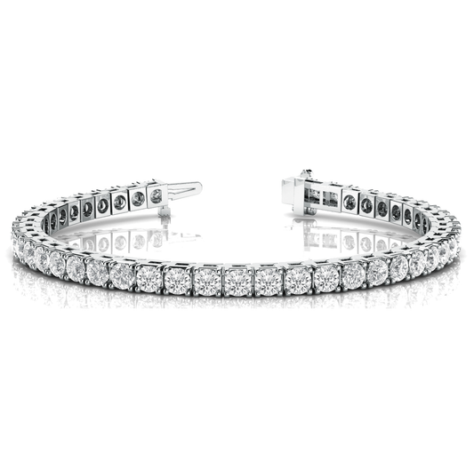Delicate Round Cut Lab Grown Diamond Tennis Bracelet for Women in 18K Gold and Platinum