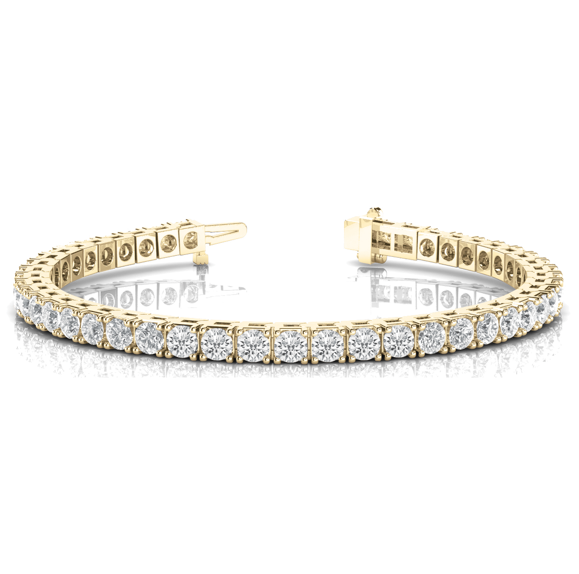 Bracelet de tennis pour femme en or et platine, orné de diamants de laboratoire taille ronde délicate.