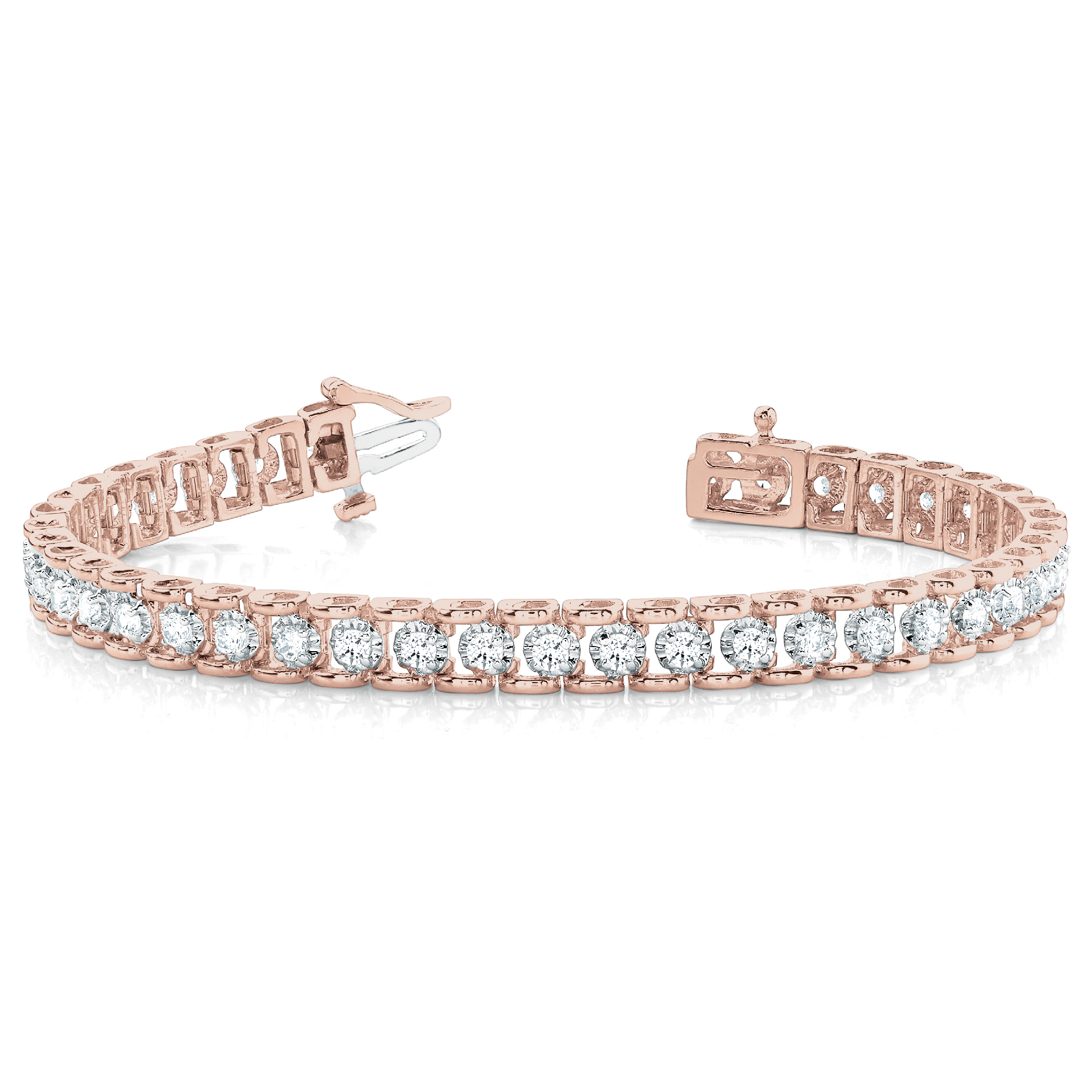 Round Cut Prong Set Diamond Tennis Bracelet in 9K/18K Gold and Platinum