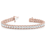 Round Cut Prong Set Diamond Tennis Bracelet in 9K/18K Gold and Platinum