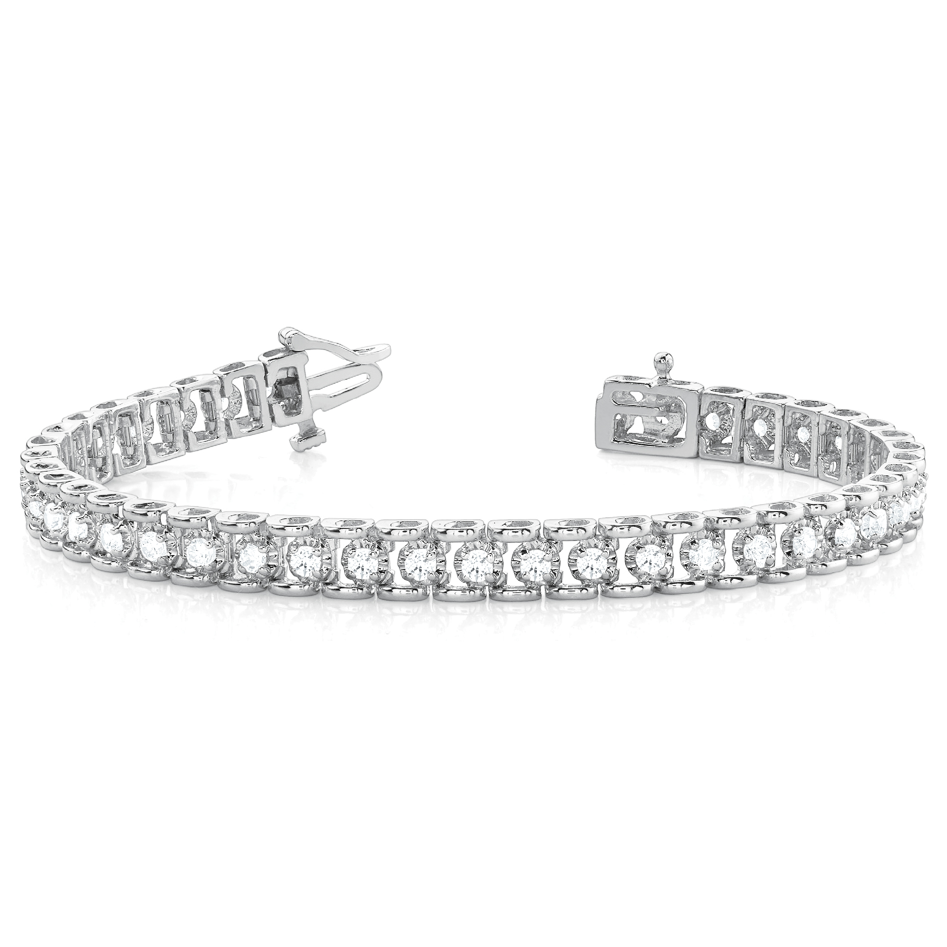 Round Cut Prong Set Diamond Tennis Bracelet in 9K/18K Gold and Platinum