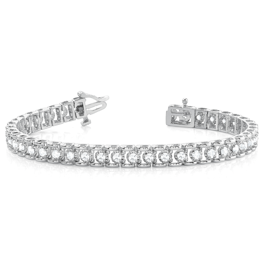 Classic Round Cut Diamond Tennis Bracelet in 9K/18K Gold and Platinum