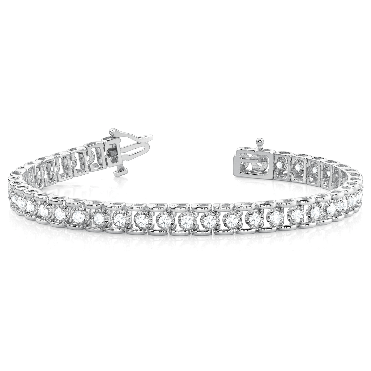 Round Cut Prong Set Diamond Tennis Bracelet in 9K/18K Gold and Platinum