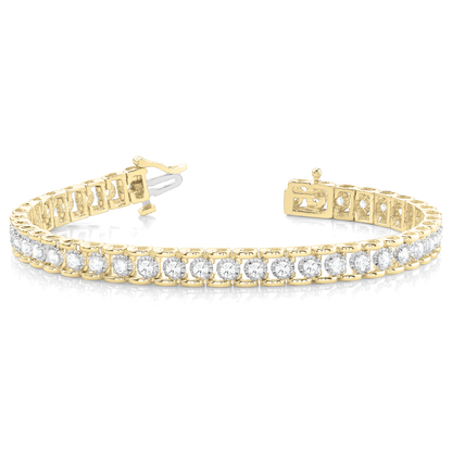 Classic Round Cut Diamond Tennis Bracelet in 9K/18K Gold and Platinum