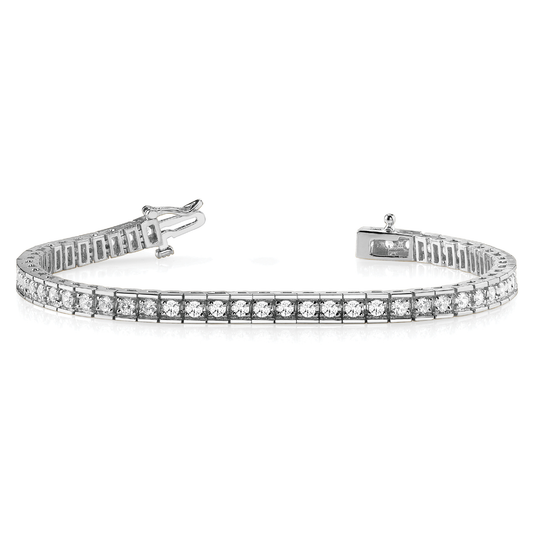 Hallmarked Round Cut Diamond Tennis Bracelet in Lab Grown or Natural Diamonds