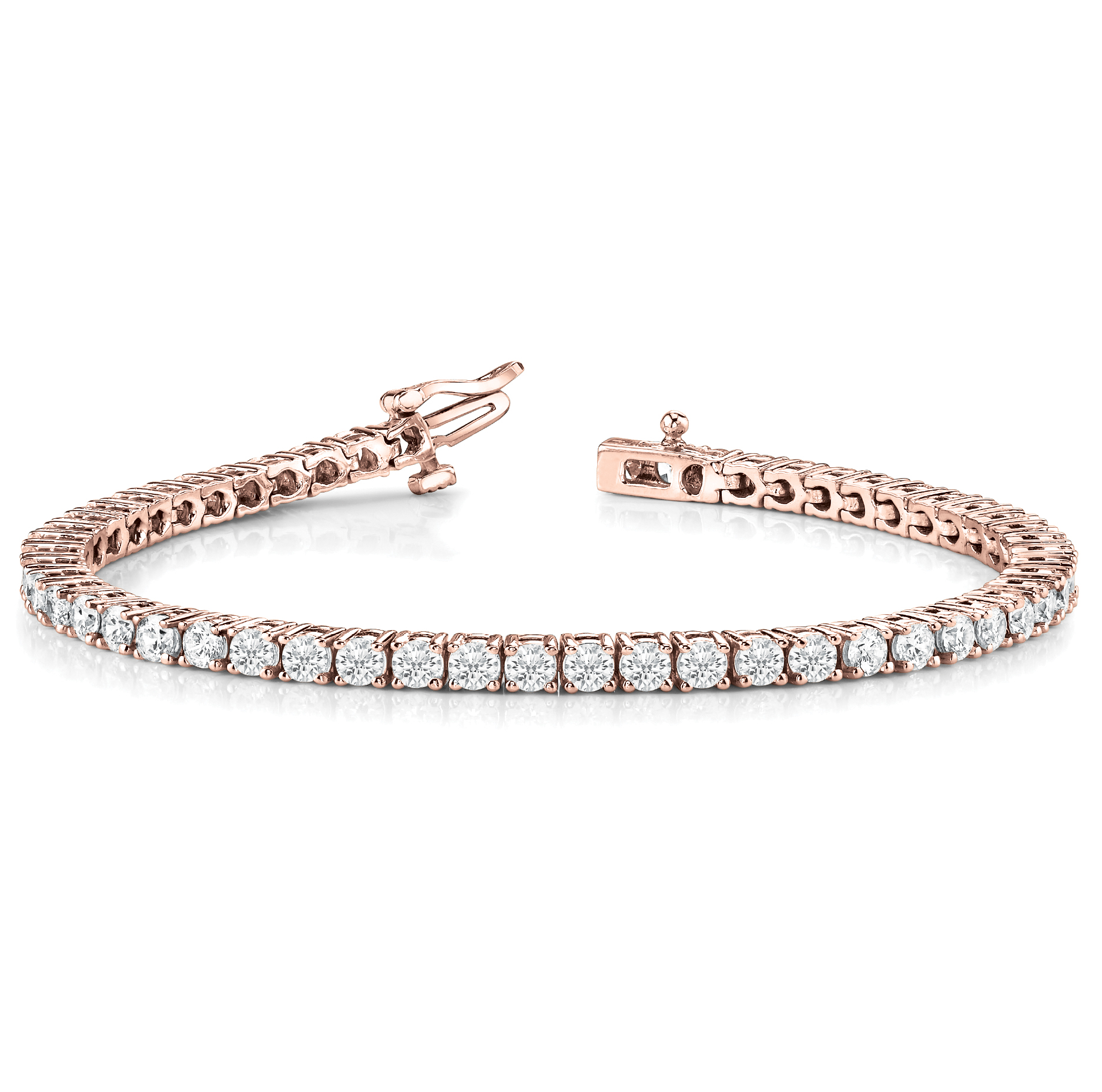 Bracelet tennis de luxe en or et platine, serti de diamants de laboratoire taille ronde de 2,50 à 8,00 carats.