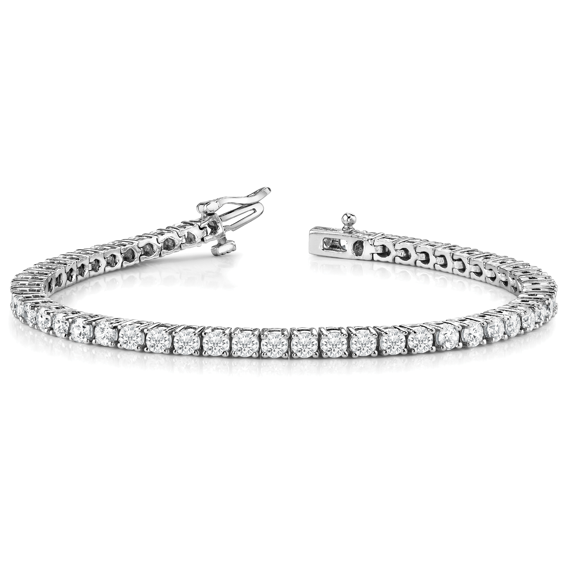 Bracelet tennis de luxe en or et platine, serti de diamants de laboratoire taille ronde de 2,50 à 8,00 carats.