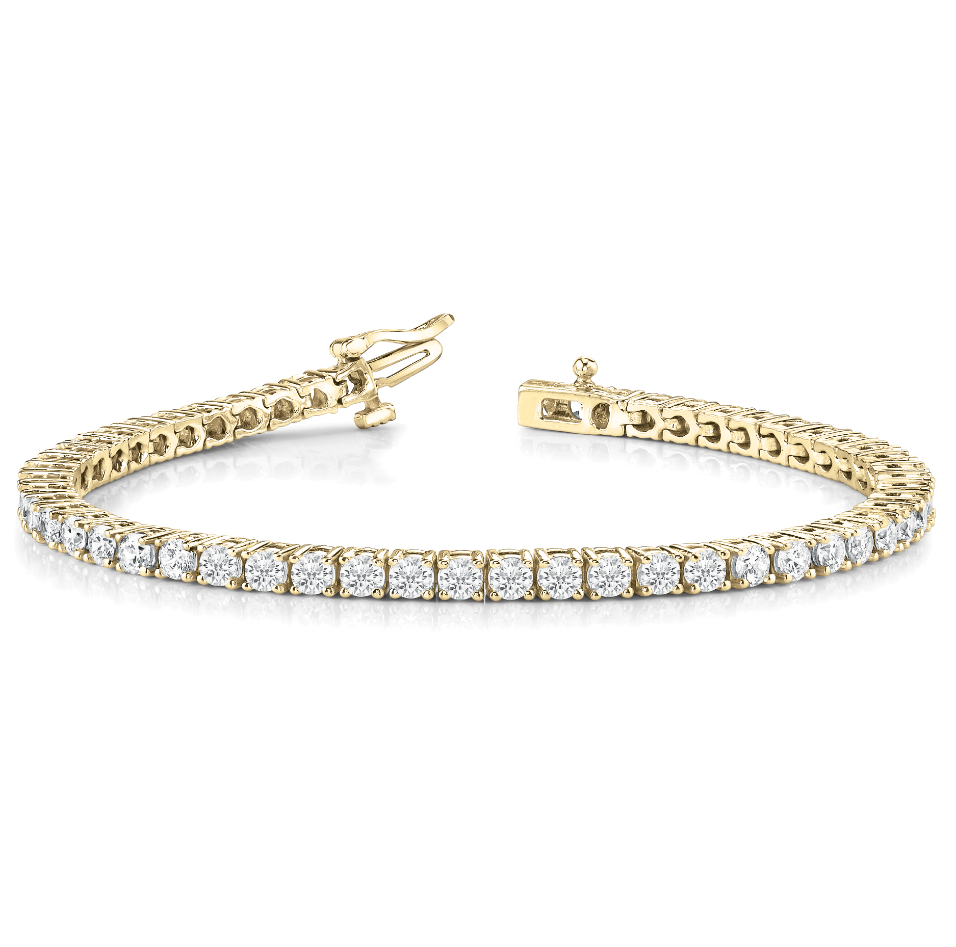 Bracelet tennis de luxe en or et platine, serti de diamants de laboratoire taille ronde de 2,50 à 8,00 carats.