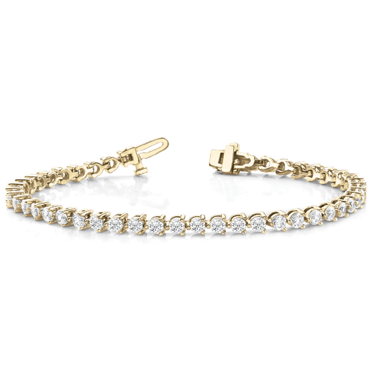 Natural Diamond Tennis Bracelet in Three Prong Set with Secure Box Clasp