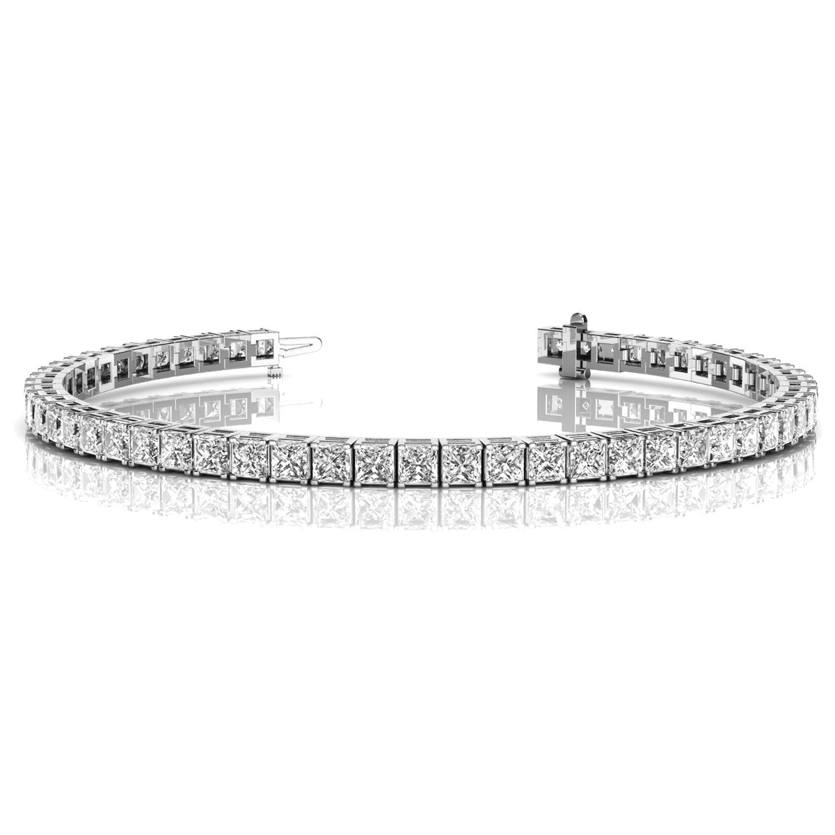Princess Cut Lab Grown or Natural Diamond Tennis Bracelet in Gold and Platinum for Women