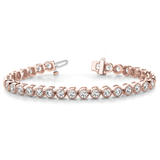 Milgrain Prong Set Round Cut Diamond Tennis Bracelet for Women in Gold & Platinum