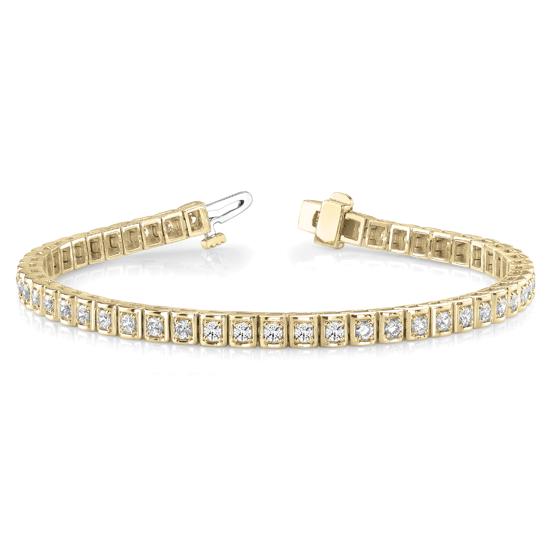 Lab Grown or Natural Round Cut Diamond Tennis Bracelet in Square Prong Setting