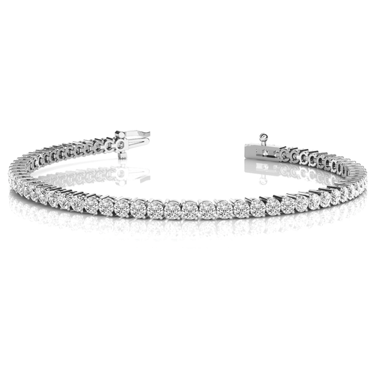 Premium Tennis Bracelet in Round Cut Lab Grown Diamond 18K Solid Gold and Platinum