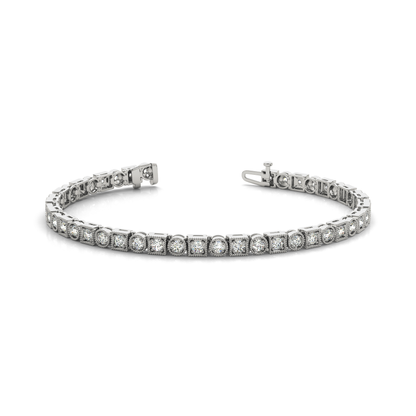 Delicate Milgrain Set Lab Grown or Real Diamond Tennis Bracelet in Gold