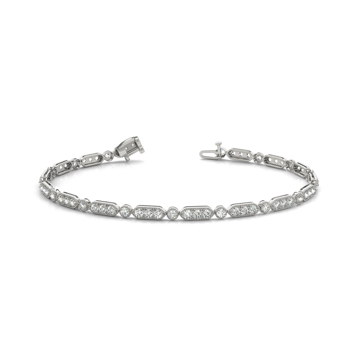 Luxury Diamond Tennis Bracelet with Round Cut Diamonds in Gold & Platinum