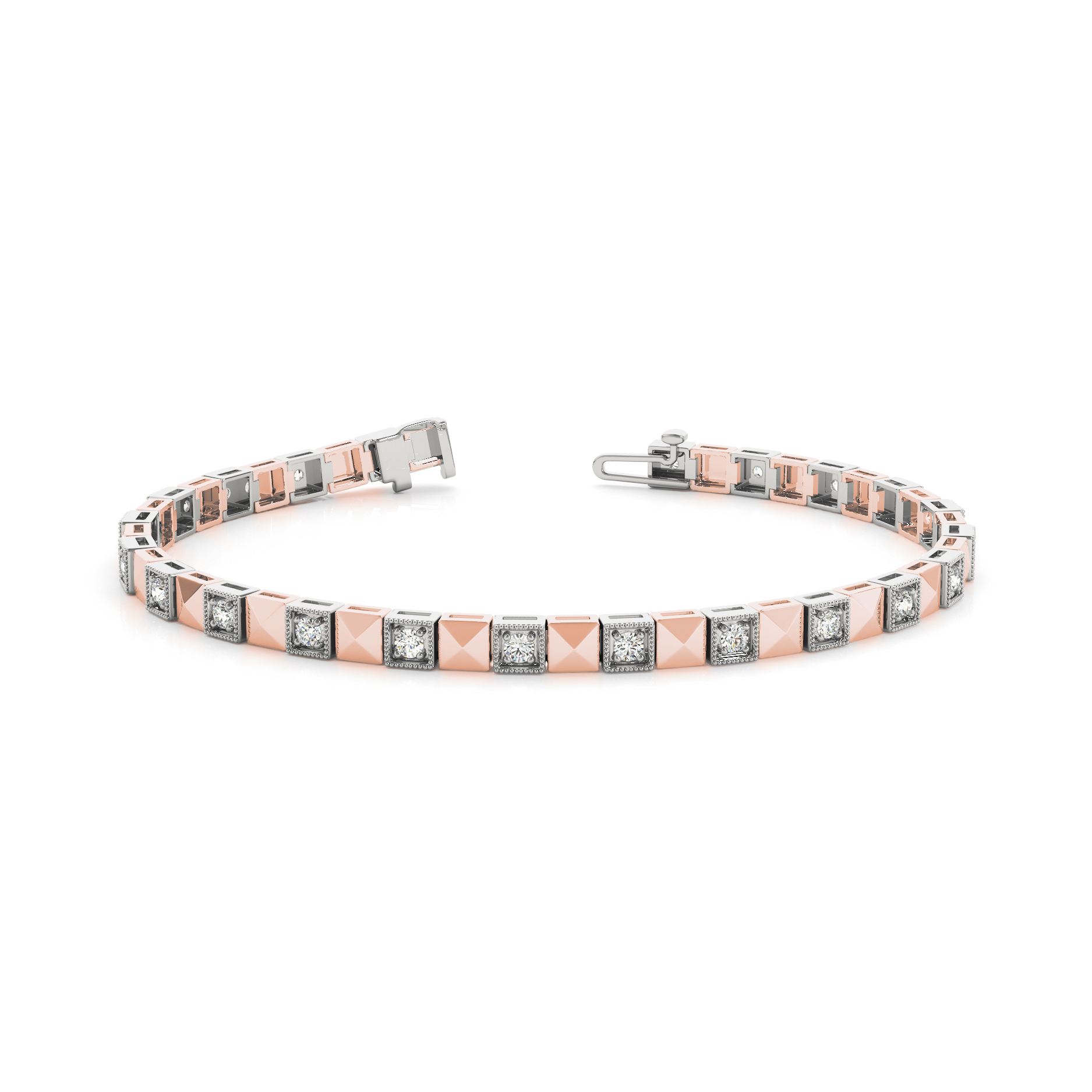 Elegant Two-Tone Gold Tennis Bracelet with Lab Grown or Natural Diamonds