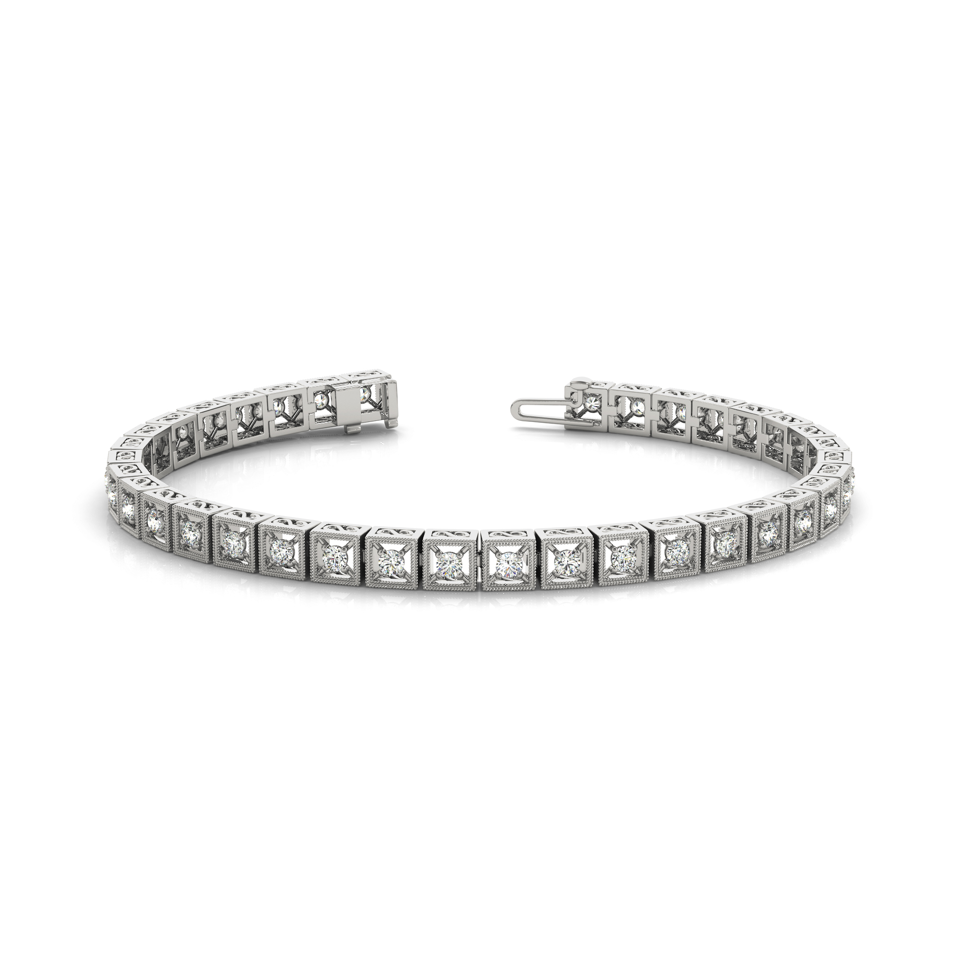 Vintage Diamond Tennis Bracelet with Prong Set in Gold or Platinum