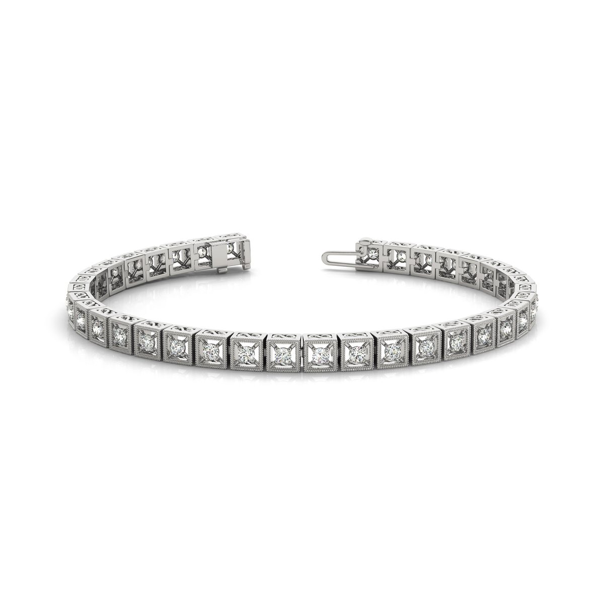 Vintage Diamond Tennis Bracelet with Prong Set in Gold or Platinum