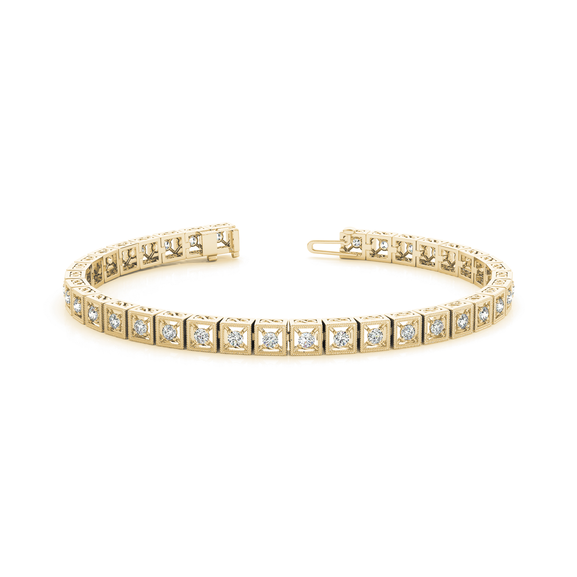 Vintage Diamond Tennis Bracelet with Prong Set in Gold or Platinum