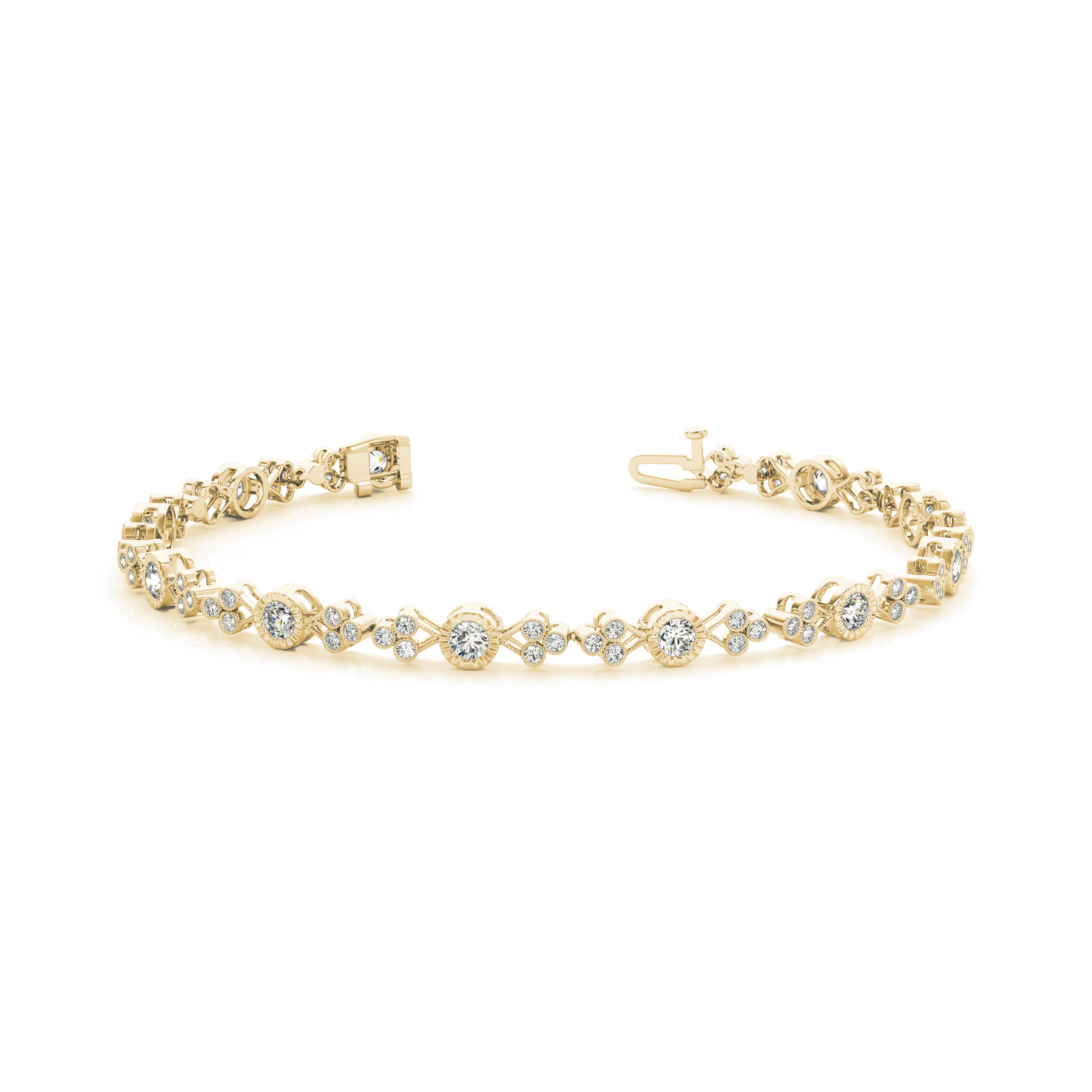 Cluster Diamond Tennis Bracelet in 9K/18K Gold or Platinum Hallmarked